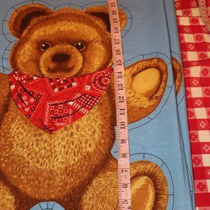 Hallmark Wamsutta Bear Necessities 19" Teddy Bear Fabric Panel Bandana Country
